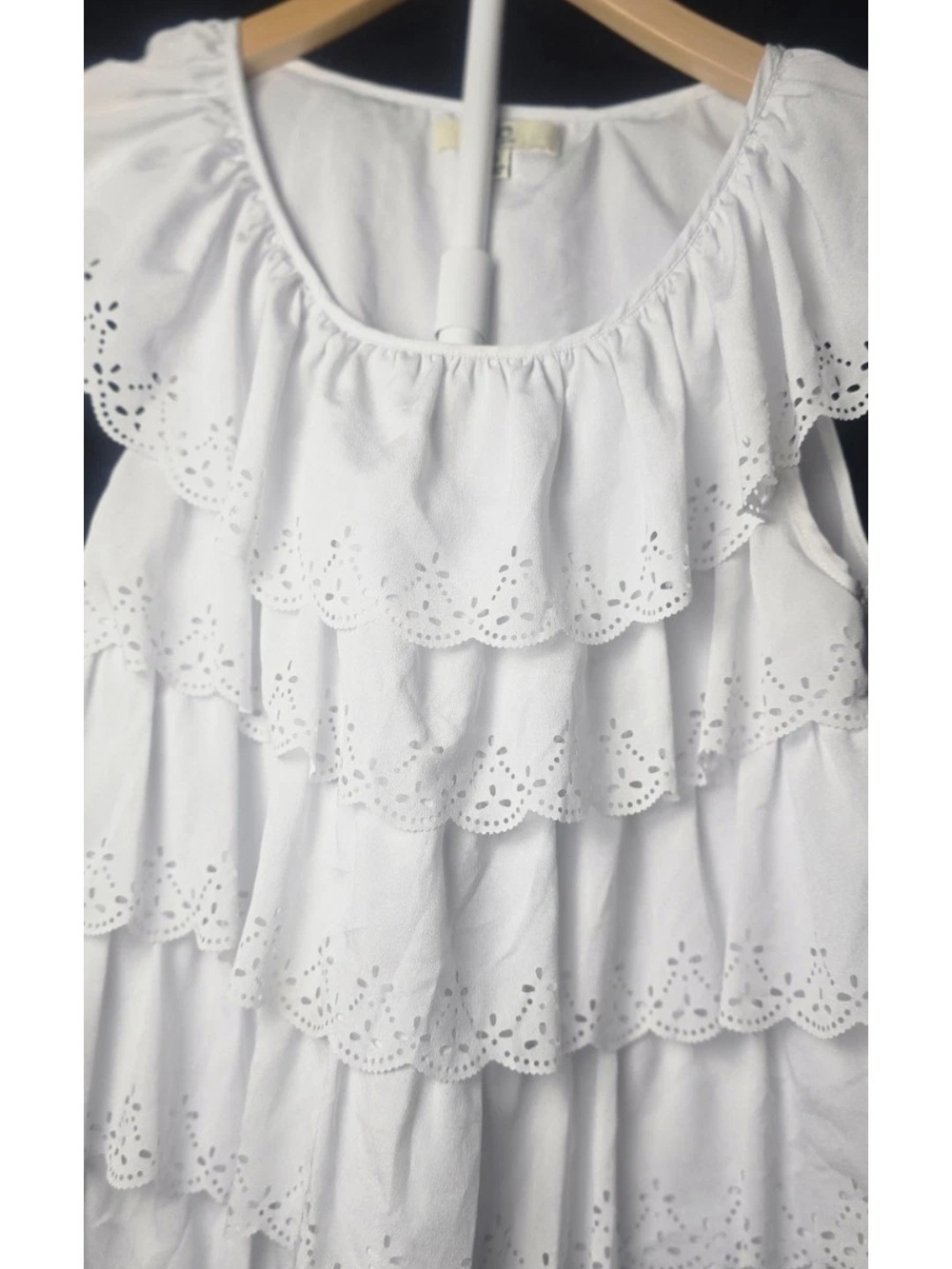 Ya Los Angeles White Eyelet Ruffle Tank Top